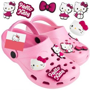 Get Trend Hello Kitty Sabots Fille Chaussures de Jardin Slip on avec Kawaii Pins Cinnamoroll Kuromi Chaussures Été Idée Cadeau (33 EU, Hello Kitty) (Get Trend., neuf)