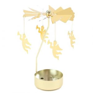 JAONLD Bougeoir Rotatif en Métal,Photophore Noel Contenant pour Bougie Lanterne Bougie Photophore Doré,Bougeoir Rotatif pour Décoration de Table Chandelier en Verre Noël Cadeaux(Ange) (XINDONGLI, neuf)