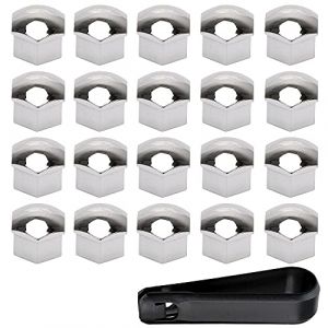 ETOPARS 20 Pi&egrave;ces 19mm Capuchon d'&eacute;crou de Roue de Voiture Cache-&eacute;crous Bouchon d'&Eacute;crou de Roue Couvre avec Ensemble Outil de Suppression Argent (Etocars, neuf)