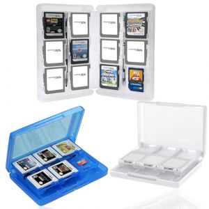 Mein HERZ 2 Pcs Boîte de Rangement Jeux Nintendo 28 en 1 Etui de Protection en Plastique Boîte de Rangement de Cartes de Jeu pour New NDS,NDSI,NDSILL,2DS,3DS,3DSLL/XL (Bleu + Blanc) (Mein HERZ, neuf)
