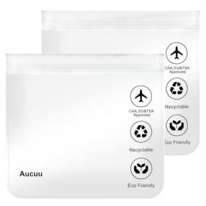 Aucuu Trousse de Toilette Transparente Femme, 20x20cm Kit Voyage Avion Cabine Sac &agrave; Liquide 1L Pochette Transparente Voyage, Sac de Voyages Transparent Trousse pour Liquides Femmes & Hommes (Aucuu&reg;-EU, neuf)