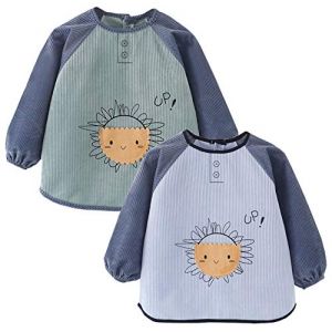 Happy Cherry - Bavoir B&eacute;b&eacute; &Eacute;cole Maternelle Gar&ccedil;on Fille Tablier Enfant Repas Imperm&eacute;able pour Manger Jouer &agrave; des Jeux Blouse Peinture B&eacute;b&eacute;s Bavoirs Manches Longues pour Manger Jeu - 3-4 Ans (Gshishop, neuf)