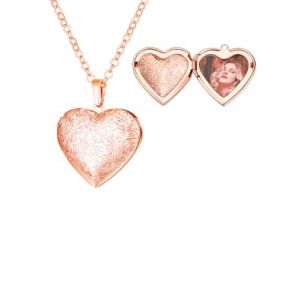 U7 Collier Coeur Amour pour Couple M&eacute;daillon Photo Personnalis&eacute; Photo Pendentif Coeur Ouvrable avec Motif Fleur Cha&icirc;ne 55cm Ajustable (HMDEU, neuf)