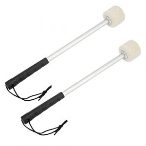 2 Pcs Maillet de Tambour, 32 cm Percussion Mailloche Musicale, Maillet de Grosse Caisse, Baguette de Tambour de Basse Xylophone Marimba Instrument avec Tête en Feutre de Laine et Poignée (Fangzoun, neuf)