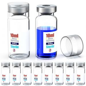 Biomed Solutions Flacon vide stérile avec bouchon en plastique réutilisable, récipients en verre prêts à remplir, flacon d'injection de liquide scellé avec port d'injection auto-cicatrisant (10 ml, (Biomed scientific, neuf)
