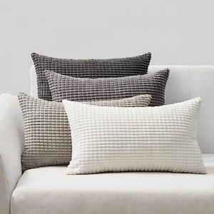 Topfinel Taie Oreiller Enfant 30x50 cm Housse de Coussin Blanc Motifs &agrave; Grains de Ma&iuml;s Coussin Gris en Velours C&ocirc;tel&eacute; Super Doux D&eacute;cor Coussin Lombaire Voiture Canap&eacute; Chaise Lit, Lot de 4 (NoledarEU, neuf)