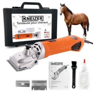 KNEIZER Tondeuse pour Chevaux - Avec lames interchangeables – Silencieuse et à faibles vibrations – Tranquillité pour le cheval – Adaptée à tous les types de pelage et parties du corps (KNEIZER, neuf)