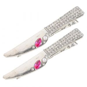 WOFASHPURET 2pièces Pince à Cheveux Métallique Avec Strass Accessoires Miniatures Pour Femmes Et Filles Clips De Coiffure Forme De Couteau Et Fourchette Pour Événements Et Tenues (Leiyun, neuf)