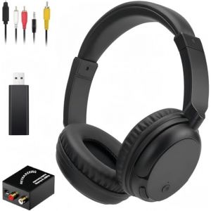 Casque TV Sans Fil avec &eacute;metteur Bluetooth Hi-Fi 30 Heures Facile &agrave; Utiliser pour Seniors Avec Convertisseur Num&eacute;rique Compatible Avec Tous Les Appareils de Sortie Audio Comme la T&eacute;l&eacute;vision (RETRADEKING, neuf)