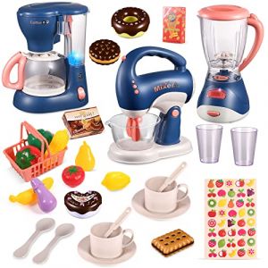 Accessoire Cuisine Enfant,Kit de Ustensile Cuisine Électroménager Enfant avec Cafetière, Mixer, Blender,Jeu de Rôle Éducatifs Cadeau pour Filles Garçons 2 3 4 Ans (lenuobao nn, neuf)