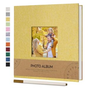 Vienrose Album Photo Adhesif 10x15 Petit Album Photo en lin 40 pages, Album Photo Scrapbooking avec Stylo à Bille, DIY Livre Photo pour Mariage Bébé Famille Voyage, 17x18 cm Jaune (Vienrose EU, neuf)