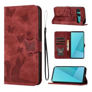 LSPCASA Coque pour Sony Xperia 10 VII 6.1 Pouces Housse de Protection Premium PU Cuir Portefeuille Protection avec Porte Carte Fonction Support Flip Cover pour Sony Xperia 10 VII Rouge (SINGGEADA, neuf)