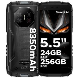 DOOGEE Fire 3 Ultra Smartphone Incassable,&eacute;cran HD 5,5 Pouces,24 Go RAM + 256 Go ROM,Telephone Incassable Android 15,IP68/IP69K/MIL-STD-810H,NFC,Batterie 8350 mAh,Unisoc T7200 Octa-Core (PIIDY, neuf)
