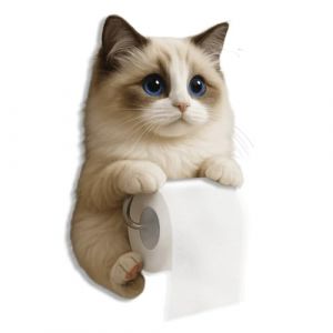 Porte-papier toilette en forme de chat 3D amusant, joli support mural décoratif pour papier toilette, rangement mural pour salle de bain, cuisine, cadeau unique pour amoureux des chats (F) (WsJ -Handel, neuf)