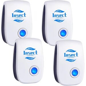 Répulsif Ultrason Anti-Rongeurs Insectes, 4 Pack Ultrason Anti Moustique Ultrason Souris et Rats, Intérieur Répulsif Électronique Insectes pour Souris, Rats Fourmis Araignées Moustiques (HSfenting, neuf)