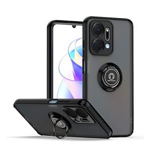 HAOYE Coque pour Huawei Honor X7a avec Rotatif Bague Anneau Support, Etui Translucide Hybride Robuste, Silicone TPU + PC Double Couche Housse. Noir (Haoyes, neuf)