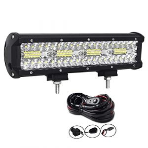 AUXTINGS 30 cm 240W Triple rang&eacute;e 8D Barre LED Barre lumineuse Rampe LED de Travail Spot Inondation Combo Faisceau + kit de harnais de c&acirc;blage DC 12V-24V 6000K pour Offroad V&eacute;hicules 4x4 ATV Utvs (AUXTINGS-EU, neuf)