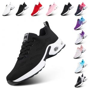 Hitmars Basket Femme Sneakers Chaussure Running Compensee Legere Basquettes Basket Sport Running Shoes Fitness Mode Chaussure de Sport Noir-3 EU 36 (Ugrundi OU, neuf)