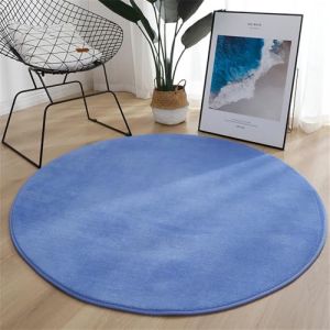 Hearda 60/80/100/120 cm Tapis Rond, Couleur Unie Peluche Courte Tapis Chambre, Antidérapant Doux Tapis Chambre, Lavable Tapis de Salon,Tapis Convient pour Bureau L'intérieur (60cm,Bleu) (Hearda, neuf)