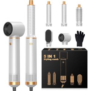 OKWRAP Airbrush 5 en 1, Seche Cheveux 5 en 1, Air Styler 5 en 1 avec Seche Cheveux Ionique, Boucleur Automatique, Brosse Souflante, Brosse Lissante, Air brush pour Boucler, Lisser, S&eacute;cher (SHUANG DING XIN, neuf)