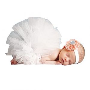 Uposao Ensemble de costumes de s&eacute;ance photo pour b&eacute;b&eacute;, nouveau-n&eacute; pour b&eacute;b&eacute; fille, tenue de s&eacute;ance photo, jupe tutu avec bandeau fleur, bandeau de princesse, jupe en tulle, v&ecirc;tements pour photographie (Uposao, neuf)