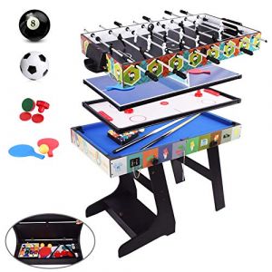 OYE 4FT Baby Foot Enfan Table, Multiple Jeux 4 en 1 pour Baby-Foot, Pliante-Billard, Tennis de Table, Babyfoot, Air Hockey (4 en 1 Pliante Table) (Oyesky, neuf)