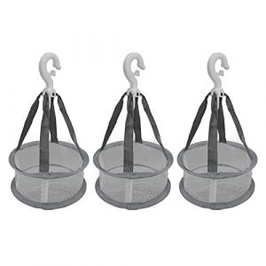 TARSHYRY Filet de S&eacute;chage Suspendu en Maille, Support Coupe-vent pour Outils de Maquillage et de beaut&eacute; pour un S&eacute;chage Rapide, Stable pour Salle de Bain, 3 Mini Paniers de Rangement pour Pinceaux (Mateisy, neuf)