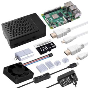 GeeekPi Raspberry Pi 4 Complete Starter Kit (8GB RAM + 64GB SD Card),Raspberry Pi 4 ABS Case with PWM Fan, 5V 3.6A Power Supply with on/Off Switch,2pcs HDMI Cables for Raspberry Pi 4B (GeeekPi-FR, neuf)