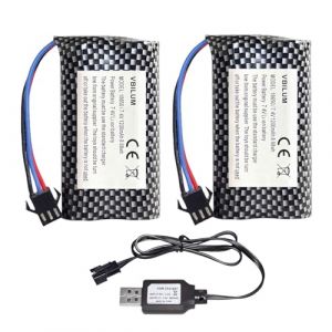 VBILUM Batterie Voiture RC 7,4V 1200mAh SM-3P Plug pour Huina 1575 Camion RC DE43 DE60 Voiture RC MN99s MN99 MN98 MN78 SGP06 Jeep Télécommandée Lithium-ION Batterie avec câble Chargeur (OMIVS Store, neuf)