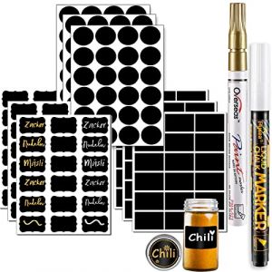 DZSEE &Eacute;tiquette Autocollantes Noir, &Eacute;tiquettes pour Bocaux R&eacute;utilisable, &Eacute;tiquette pour Bocaux en Verre, &Eacute;tiquette craie, &Eacute;tiquettes confiture, Bocaux le parfait. Patent 008542377-0002 (DZSEE, neuf)