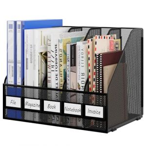 EasyPAG 5 Compartiments M&eacute;tal Maille A4 Vertical Porte-Revues,Banette de Rangement Bureau,Corbeilles &agrave; Courrier,Organisateur de Magazine,Range Document,Bannette Papier,Noir (EasyPAG-EU, neuf)