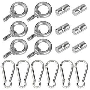 Adiwo arrêts de Rail d'auvent de, 6pcs 6mm 304 Crochets d'Auvent en Acier Inoxydable avec 6 Mousquetons, kit de Blocage d'extrémités pour Caravane, pour Caravane, Camping-Car, Tente de Camping (Yoowe, neuf)