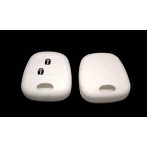 Coque de cl&eacute; compatible avec Peugeot 107 207 307 206 306 406 Toyota Aygo Citroen C1 C2 C3 C4 C5 Xsara Saxo Silicone 2 boutons Coque Souple Protection T&eacute;l&eacute;commande Voiture 6 couleurs de qualit&eacute; Blanc (Car_Passion2013, neuf)
