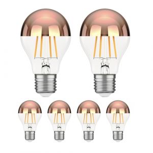 ledscom.de 6 ampoules LED E27, A60, blanc chaud (2600 K), 7,5 W, 839lm, miroir de tête (or rose) (LEDs Com GmbH, neuf)