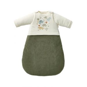 VERTBAUDET Gigoteuse manches longues amovibles bi-mati&egrave;re MINISAURUS olive 0/6M (VERTBAUDET, neuf)