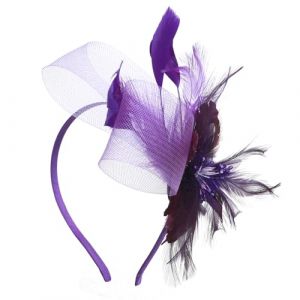 Bandeau de Voile Plume Chapeau Fleur en Maille Femme Fille Coiffure De Mariée en Plume Accessoires De Cheveux pour Cocktail, Église, Mariage (YLuckyshop, neuf)