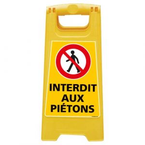 Signal&eacute;tique.biz France - Chevalet de signalisation - Interdit Aux Pi&eacute;tons - Dimensions 600x300mm (Forum France, neuf)