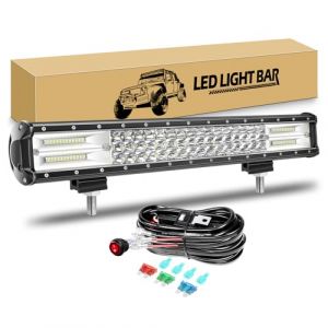 RIGIDON 51cm 288W Led Light Barre 4x4 avec 12V c&acirc;blage kit, Rampe Barre Lumineuse LED de Travail, Barre d'&eacute;clairage led pour Offroad V&eacute;hicules Voiture Camions Tracteur,6000K feu antibrouillard (JIANDAO, neuf)