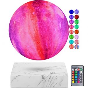 DIDWI Lampe de lune magnétique flottante et tournante avec télécommande, 16 couleurs LED 3D lune veilleuse pour décoration de chambre, cadeaux d'anniversaire (xin xin ran-eu, neuf)