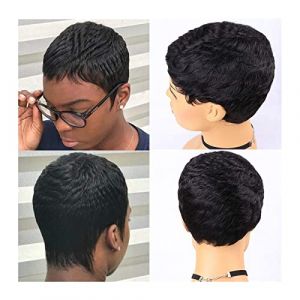 Perruques Cheveux Humains Perruques de cheveux humains droites courtes couleur cheveux humains petites perruques femmes noires bon marché perruques de cheveux humains Perruque Décorative Cosplay(1b) (duduwuww, neuf)