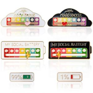 My Social Battery Pin, Lot de 6 Pin's Broches Amusantes 7 Jours &Eacute;pingles &agrave; Humeur Interactives L'Humeur Pins pour la Sant&eacute; Mentale (MHYMX, neuf)