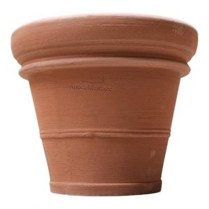 Pots de Fleurs Exterieur Terre Cuite -Doppio Bordo - Fabriqué à la Main - Absolument résistant au Gel - Terracotta Italienne : Pots de Fleurs artisanaux pour extérieur et intérieur (Liscio 35cm) (Teramico, neuf)