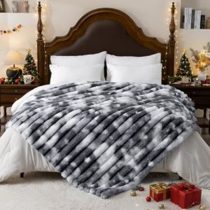 Vamcheer Couverture de Canap&eacute; Chaud - Plaid Canape Grande Taille, Couvre Lit Super Doux, Jete de Canape L&eacute;ger,Fausse Fourrure de Lapin, Tie-Dye Gris (Vamcheer, neuf)