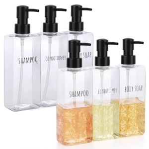 Segbeauty Distributeur Shampoing et Gel Douche, 6 Pi&egrave;ces Flacon Pompe Vide 500ml, Distributeur Savon Liquide, Distributeur Savon Cuisine, pour Liquide Vaisselle (Transparent) (Seg-Beauty, neuf)