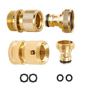 iBamso Connecteur de robinet de tuyau d'arrosage en laiton, adaptateur m&acirc;le et femelle de tuyau de 3/4 pouce, connecteur d'extr&eacute;mit&eacute; de tuyau d'arrosage &agrave; branchement rapide et pulv&eacute;risation (4 packs) (DUFFY-EU, neuf)