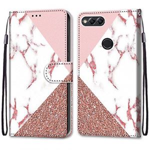 Mo-Somnus Coque pour Huawei Honor 7X, Etui en Cuir PU Portefeuille Housse Coque avec 360 Degr&eacute;s Silicone Antichoc Protection Cover Cuir Pochette Magn&eacute;tique und Flip B&eacute;quille (Marbre) (Mo-Beauty EU Store, neuf)