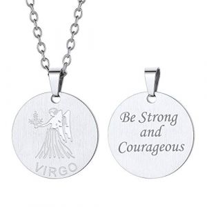 Custom4U Collier Personnalisé Prénom Médaille Signe Astrologique Vierge Pendentif Zodiaque (Custom4U Store, neuf)