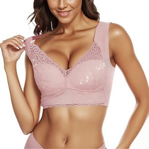 Femme Soutien Gorge Grande Taille sans Armature Dos Nageur Dentelle Soutien Gorge sans Armature Brassière Femme Push up Col en V Bralette Comfit Noir Brassiere sans Coutures (upperfeel, neuf)