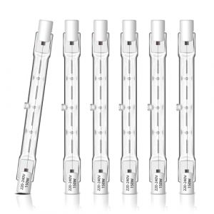 Lot de 6 Ampoule Halog&egrave;ne R7S 118mm 150W Dimmable, Ampoule R7s Lin&eacute;aire 2700K Blanc Chaud, 2250LM, AC 230V, J118 Halog&egrave;ne pour Projecteur, l&rsquo;&eacute;clairage de paysage, Lampe de Travail, Lampadaire (XiMing Co. Ltd, neuf)