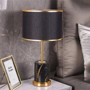 XINYASEE Lampe de chevet E27 Lampe de table pour le salon Abat-jour en tissu avec bordure dor&eacute;e pour l'&eacute;clairage de la chambre, du salon et du bureau (Noir) (XINYASEE, neuf)